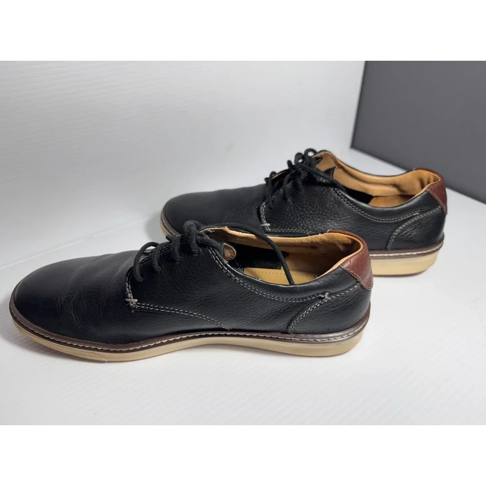 Johnston & Murphy J&M 1850 Mens Black Tumbled Leather Oxford Shoes 25-2641 8.5M
